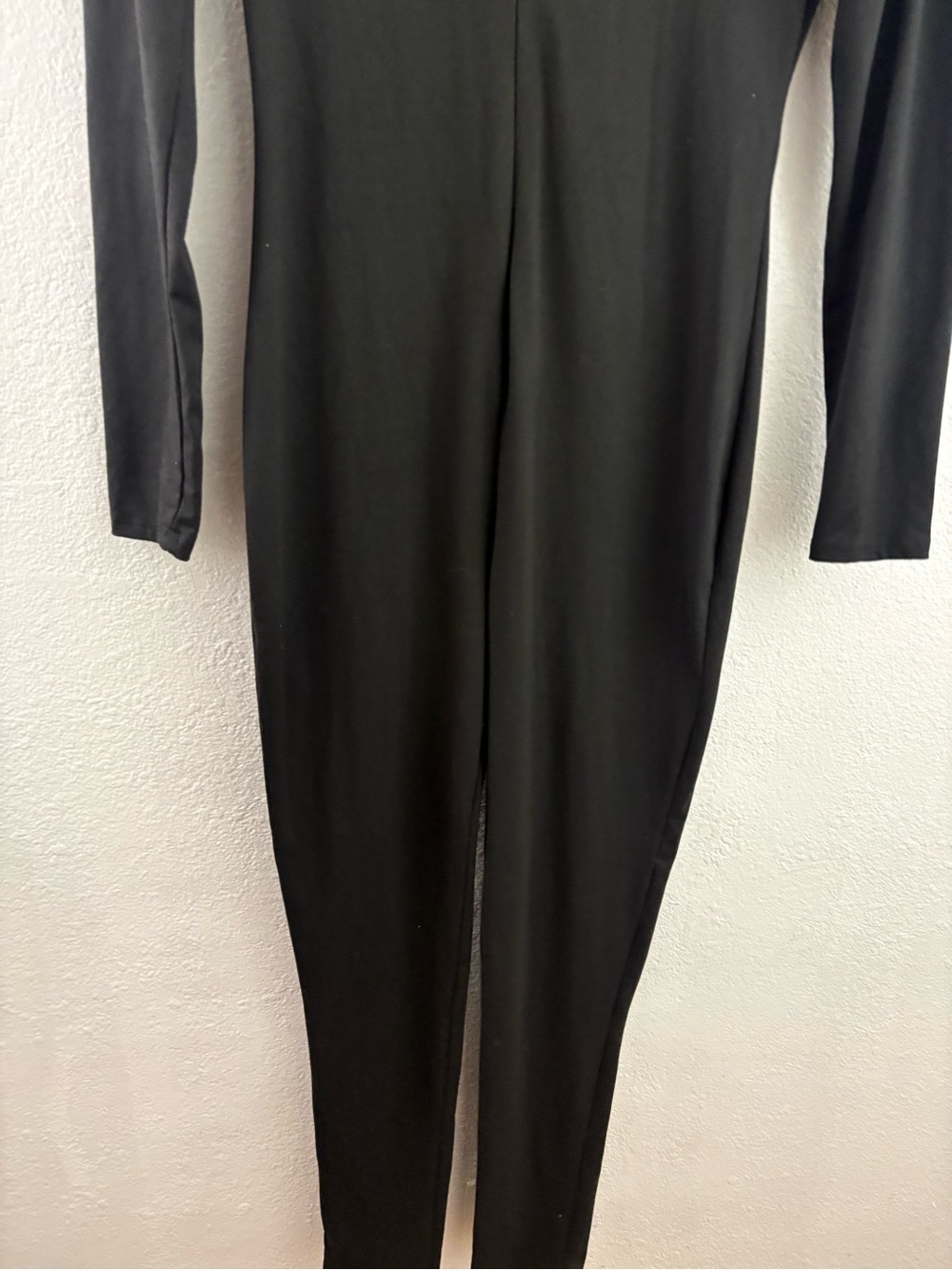 Tresses black long-sleeve jumpsuit stand collar prominent front zipper closure M - Picture 4 of 7